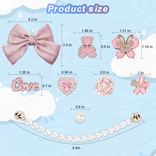 Everfunny Charms for Bogg Bag,Pearls,Butterfly Flowers and Chain for Bogg Bag Accessories Charms(20 pcs) (Pink) - Image 5