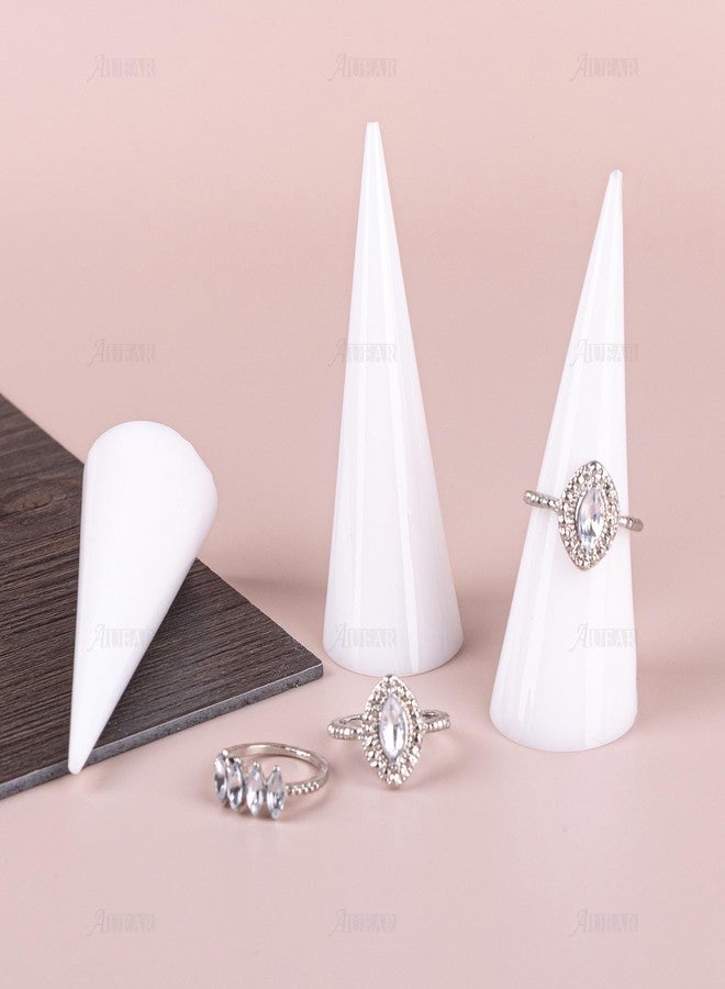 AUEAR, 6 Pack Acrylic Ring Holder Cone Display Jewlery Stands Finger Rings Showcase Stand for Jewelry (White) - Image 5