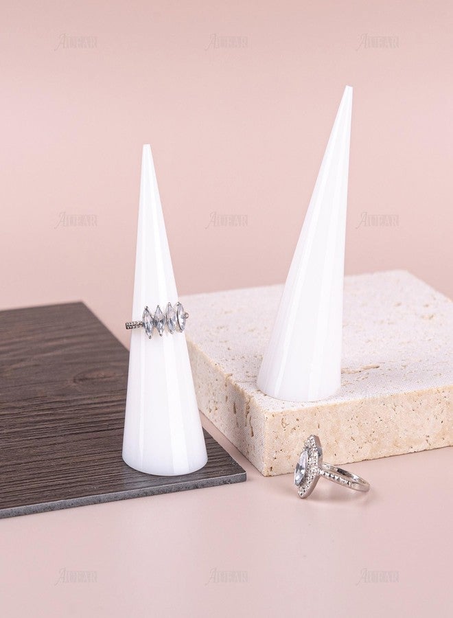AUEAR, 6 Pack Acrylic Ring Holder Cone Display Jewlery Stands Finger Rings Showcase Stand for Jewelry (White) - Image 4