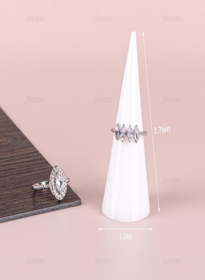 AUEAR, 6 Pack Acrylic Ring Holder Cone Display Jewlery Stands Finger Rings Showcase Stand for Jewelry (White) - Image 2