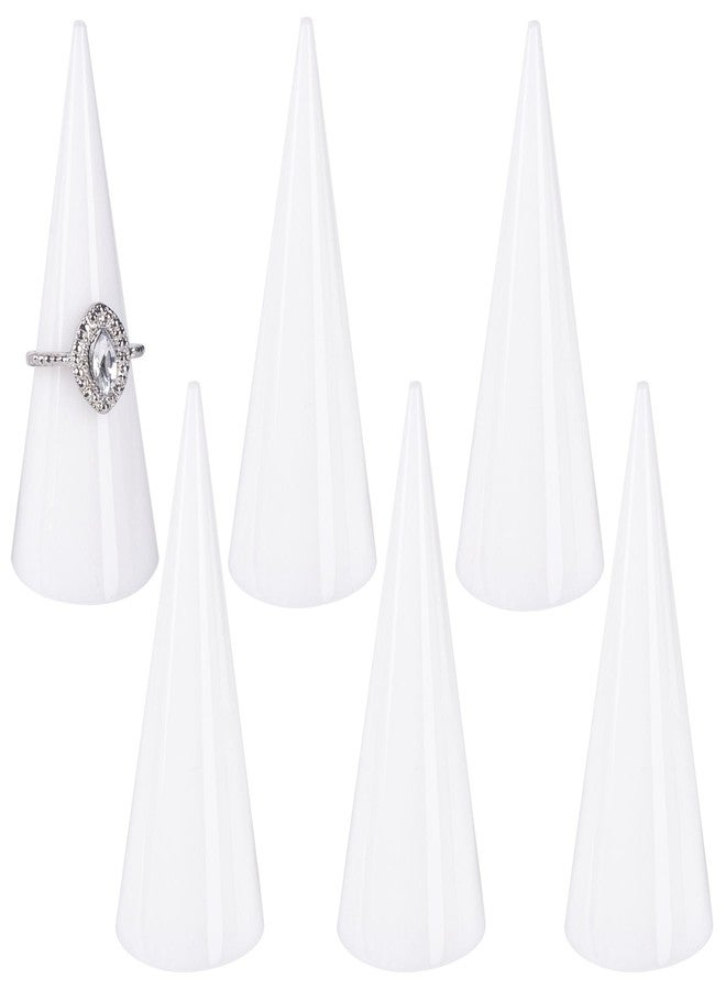 AUEAR, 6 Pack Acrylic Ring Holder Cone Display Jewlery Stands Finger Rings Showcase Stand for Jewelry (White) - Image 1