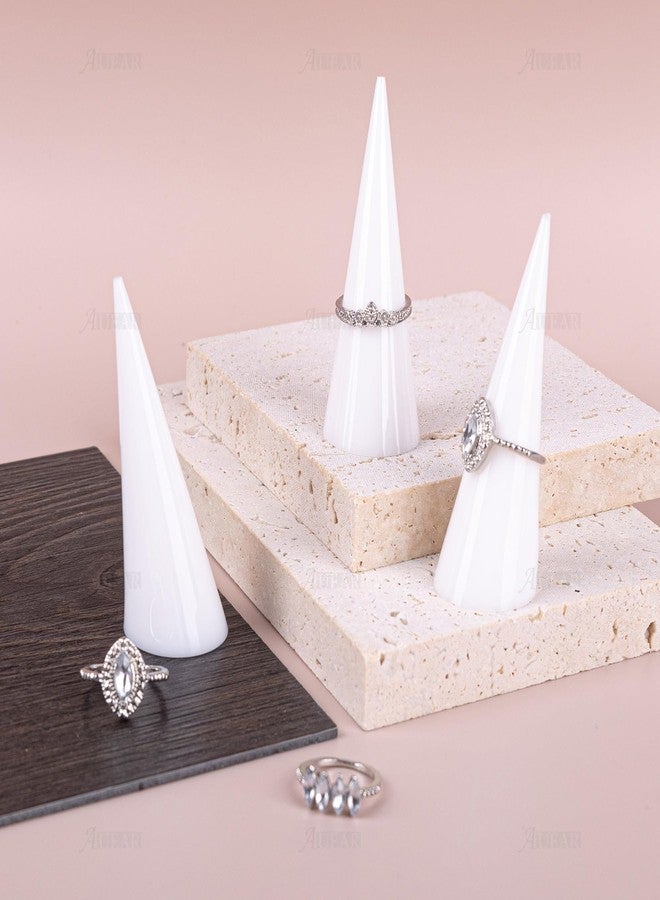 AUEAR, 6 Pack Acrylic Ring Holder Cone Display Jewlery Stands Finger Rings Showcase Stand for Jewelry (White) - Image 3