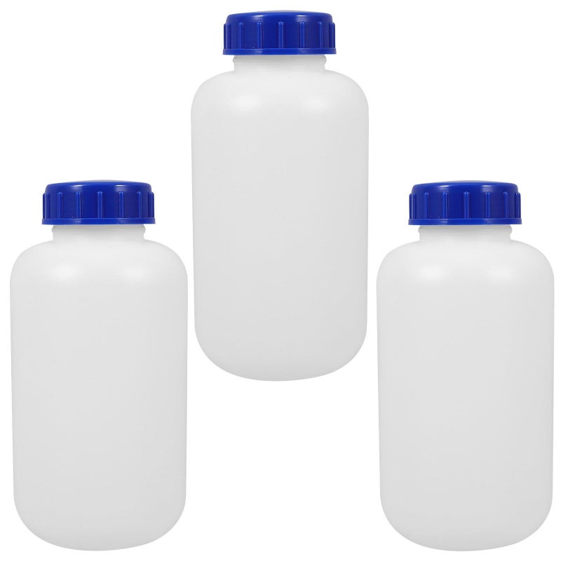 Thickened 1000ml Reagent Bottles With Blue Caps 3 Pack Semi Plastic Chemical Storage - Image 2