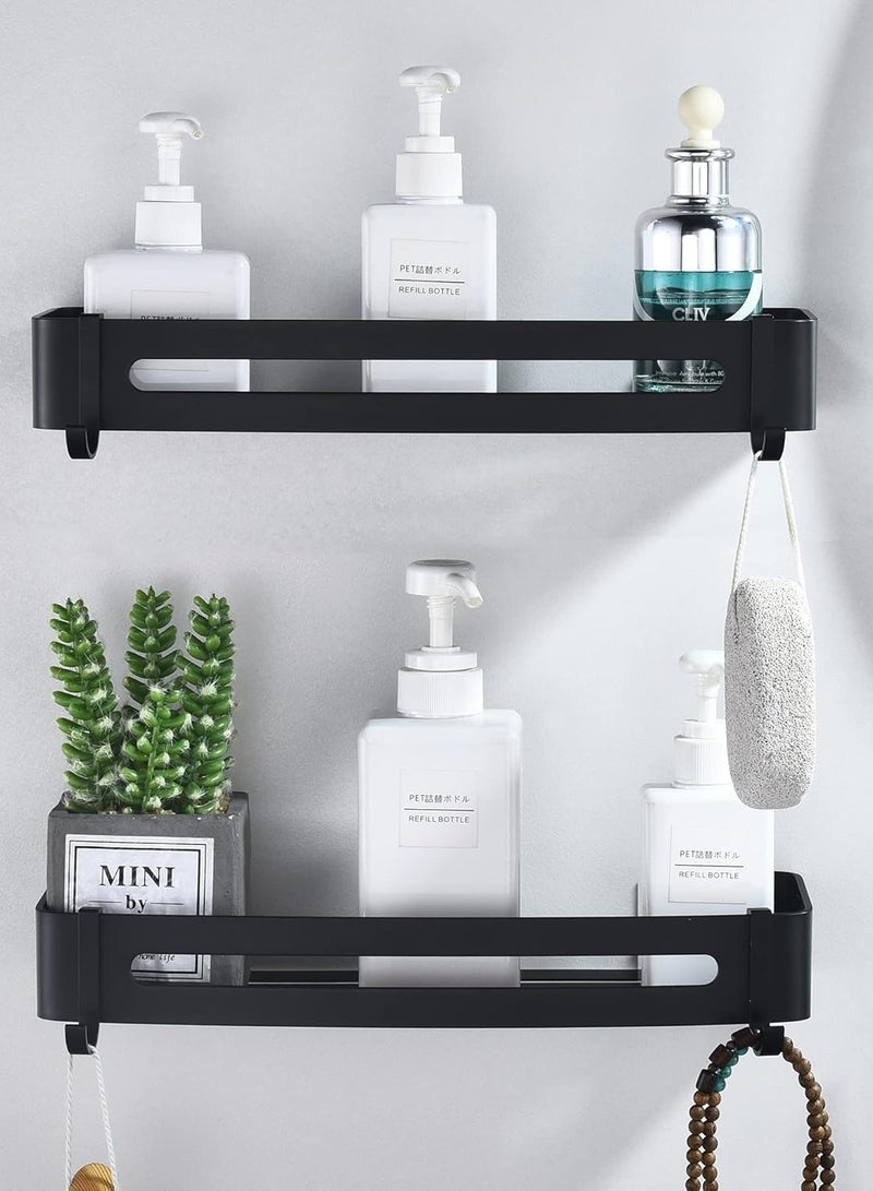 هومستر 2 طبقة الأسود دش رف الحمام رف بدون حفر الألومنيوم الجدار سلة دش الحمام تخزين رف اللاصق الخوادم دش متينة غير الصدأ - Image 1