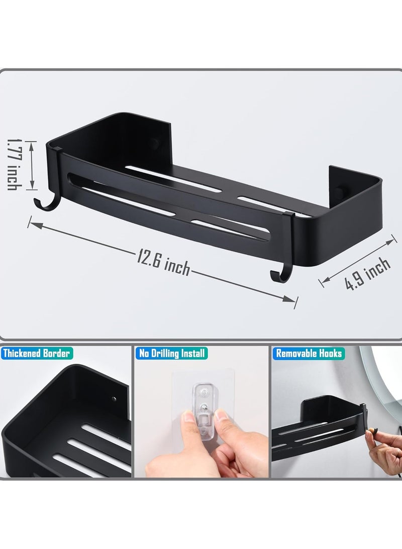 هومستر 2 طبقة الأسود دش رف الحمام رف بدون حفر الألومنيوم الجدار سلة دش الحمام تخزين رف اللاصق الخوادم دش متينة غير الصدأ - Image 2
