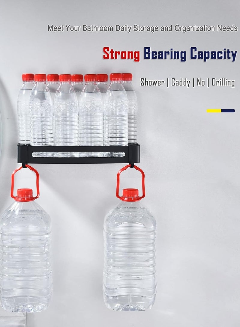 هومستر 2 طبقة الأسود دش رف الحمام رف بدون حفر الألومنيوم الجدار سلة دش الحمام تخزين رف اللاصق الخوادم دش متينة غير الصدأ - Image 4