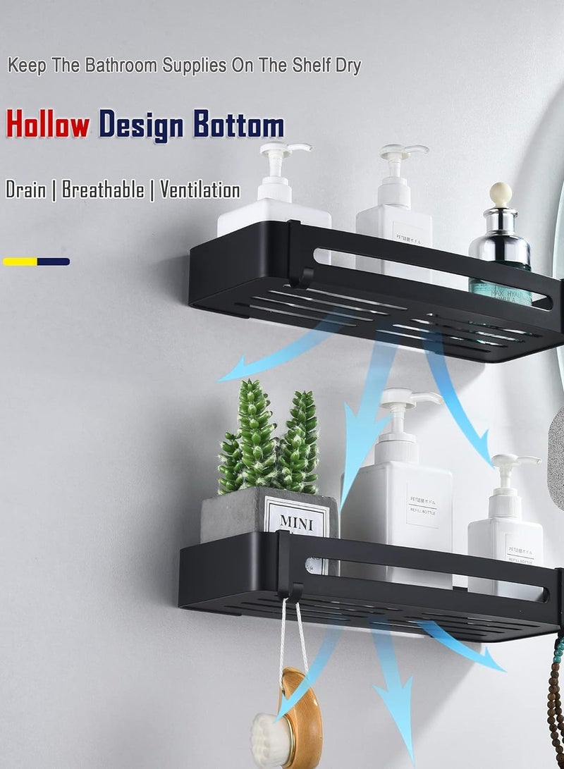 هومستر 2 طبقة الأسود دش رف الحمام رف بدون حفر الألومنيوم الجدار سلة دش الحمام تخزين رف اللاصق الخوادم دش متينة غير الصدأ - Image 5