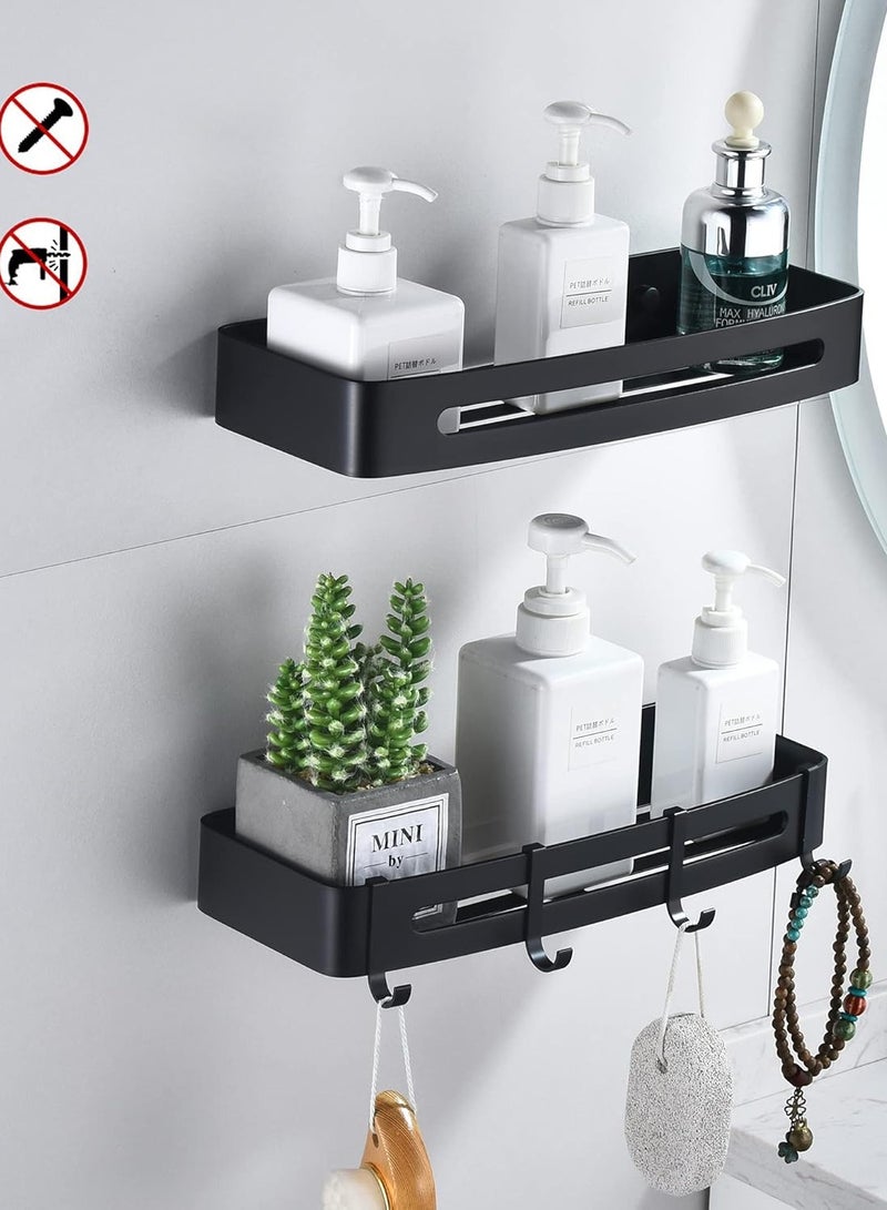 هومستر 2 طبقة الأسود دش رف الحمام رف بدون حفر الألومنيوم الجدار سلة دش الحمام تخزين رف اللاصق الخوادم دش متينة غير الصدأ - Image 3