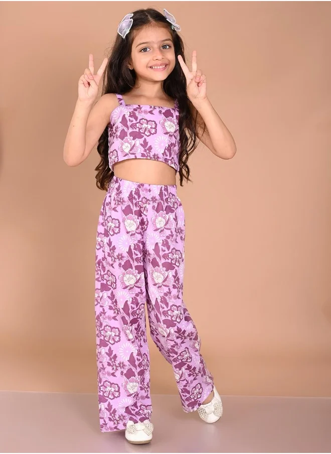 LILPICKS Printed Top with Palazzo Set