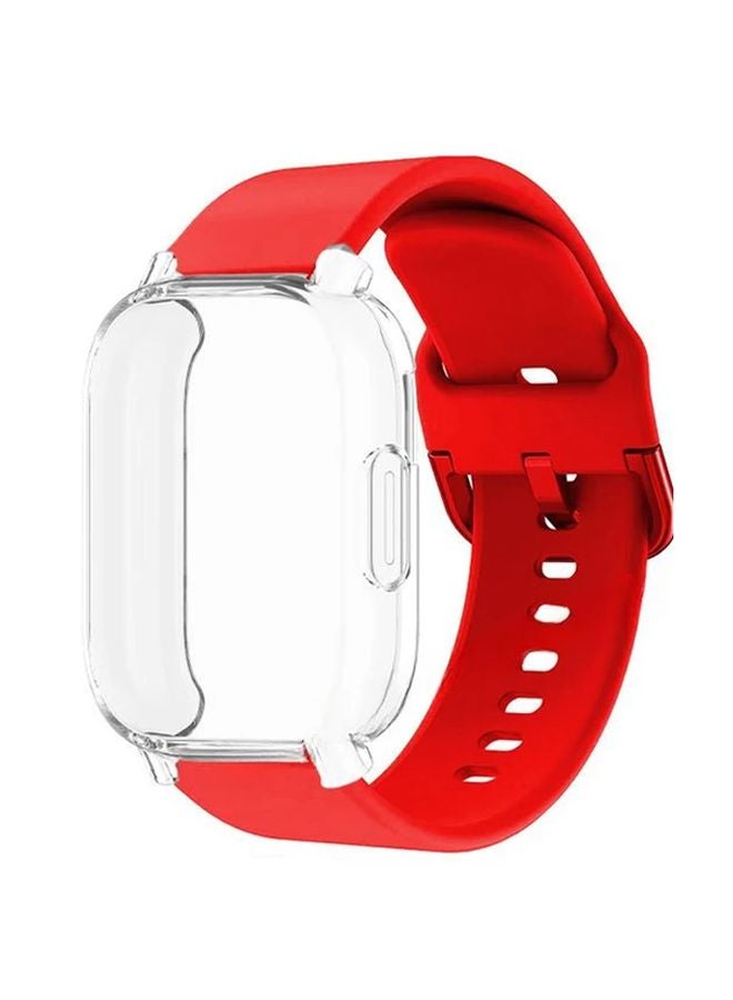 Red Silicone Strap with Case for Xiaomi Redmi Watch 5 Active Full Cover Screen TPU Soft Shell - Image 1