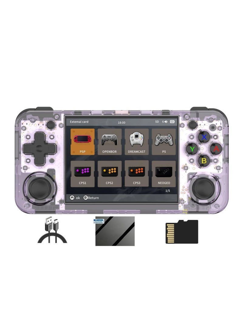 ANBERNIC  RG35XX H Retro Handheld Game Console, 3.5 Inch IPS Screen Linux System Built-in 64G TF Card 5528 Games Support HDMI TV Output 5G WiFi Bluetooth 4.2 (Purple)  - Image 1