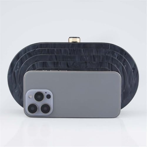 GSYPS Acrylic Clutch Purse Marbled Evening Handags Elegant Shoulder Bag for Wedding Cocktail Party Prom C-Black - Image 2