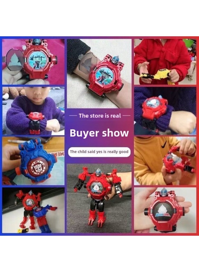 Ultraman Spider-Man Children's Projection Watch Cartoon Transformed Robot Kindergarten Gift Electronic Watch For Boys And Girls-Color:Deforming Spider  Shopkeeper Recommended ] - Image 4