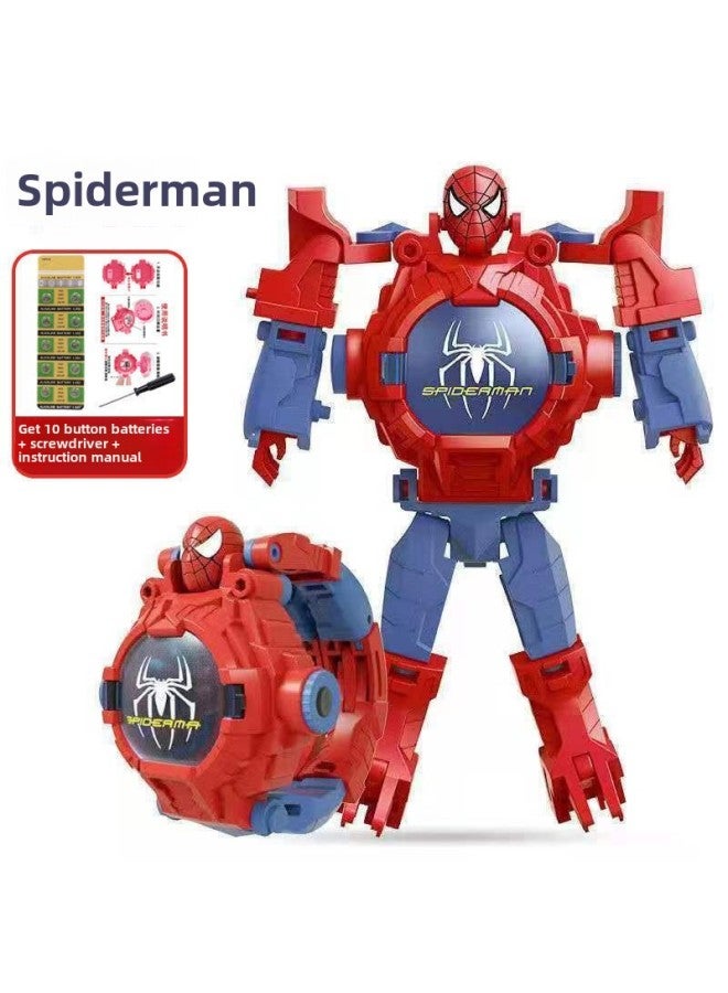 Ultraman Spider-Man Children's Projection Watch Cartoon Transformed Robot Kindergarten Gift Electronic Watch For Boys And Girls-Color:Deforming Spider  Shopkeeper Recommended ] - Image 1