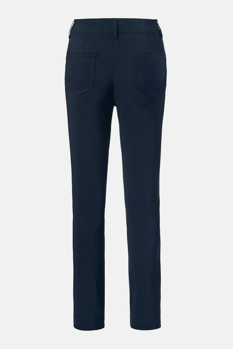 Tchibo Women Belt Loops Plain Pants, Navy  - Image 3