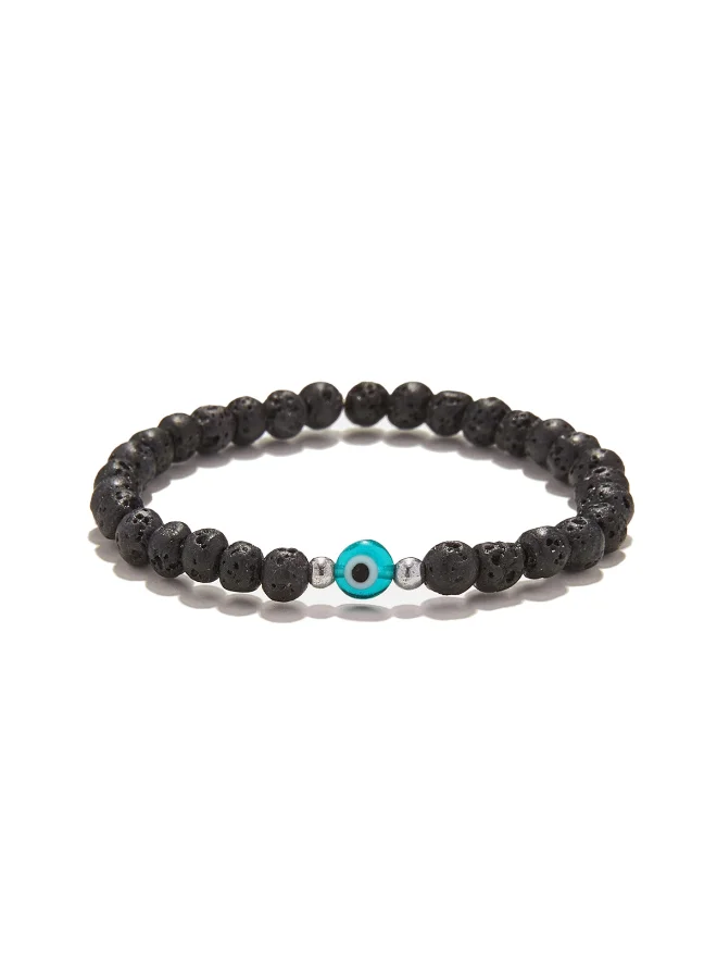 CHRYSOSTOMOS Handmade Bracelet Teal For Men with Lava & Evil Eye