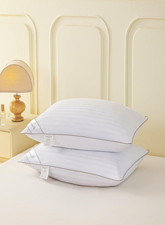 Eastwarmth Standard Goose Feather Down Pillow, 100% Soft Cotton Cover Bed Pillow for Sleeping Standard Size (20X26IN) Stripe White 1 Pack - Image 4