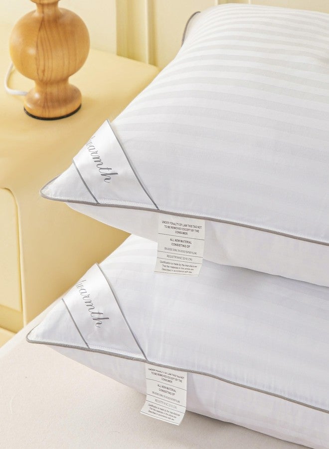 Eastwarmth Standard Goose Feather Down Pillow, 100% Soft Cotton Cover Bed Pillow for Sleeping Standard Size (20X26IN) Stripe White 1 Pack - Image 5