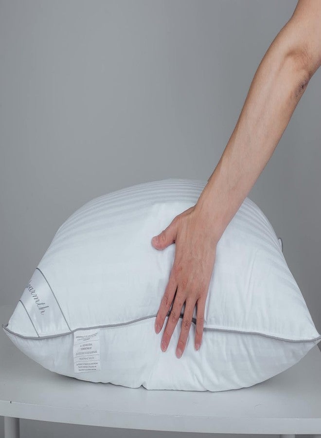 Eastwarmth Standard Goose Feather Down Pillow, 100% Soft Cotton Cover Bed Pillow for Sleeping Standard Size (20X26IN) Stripe White 1 Pack - Image 1