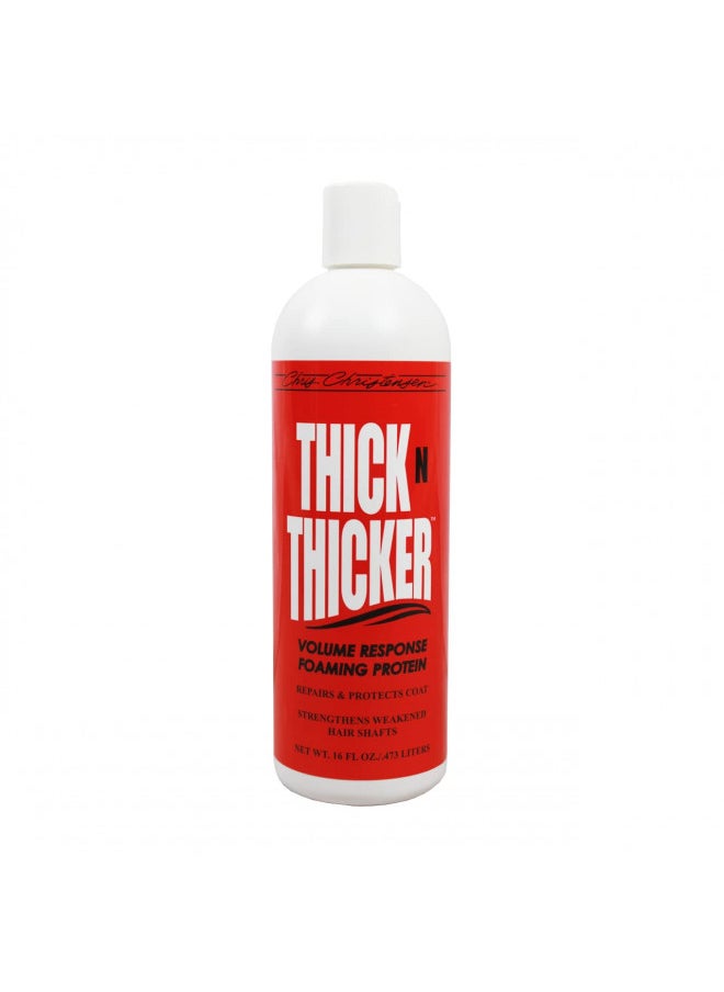 Chris Christensen Chris Christensen Thick N Thicker Response Foaming Protein Dog Conditioner, Groom Like a Professional, Locks in Thickness & Adds 400x The Volume, Pro-Vitamin Formula, All Coat Types, Made in USA, 16 oz  - Image 1