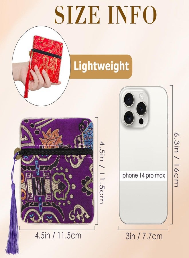 kilofly 12 pc Silk Brocade Tasseled Coin Purse Zipper Jewelry Bag Gift Pouch Set - Image 2