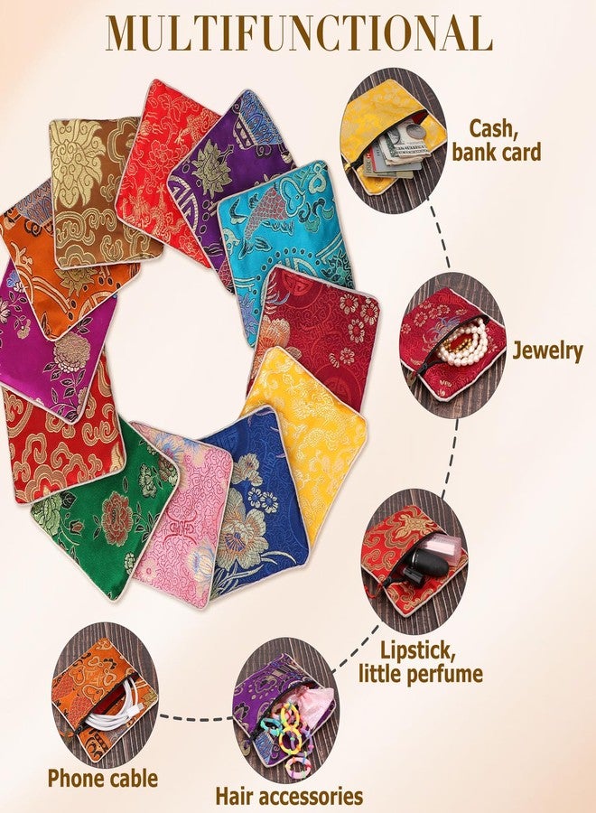 kilofly 12 pc Silk Brocade Tasseled Coin Purse Zipper Jewelry Bag Gift Pouch Set - Image 4