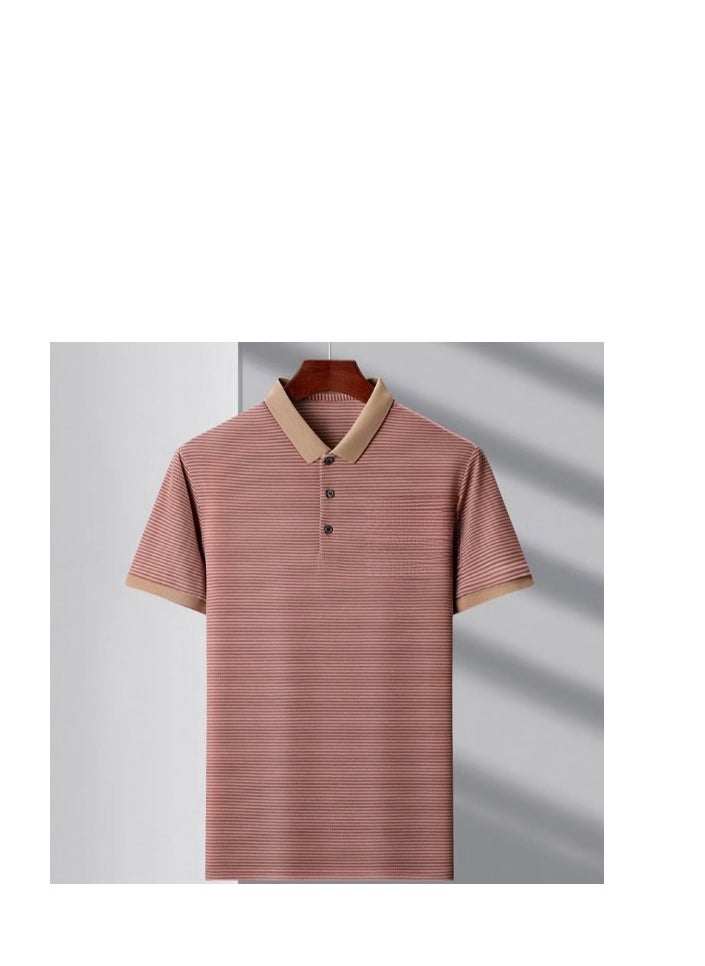 Tucano - Men's Pure Cotton Striped Short Sleeved T-Shirt Polo Shirt - Image 1