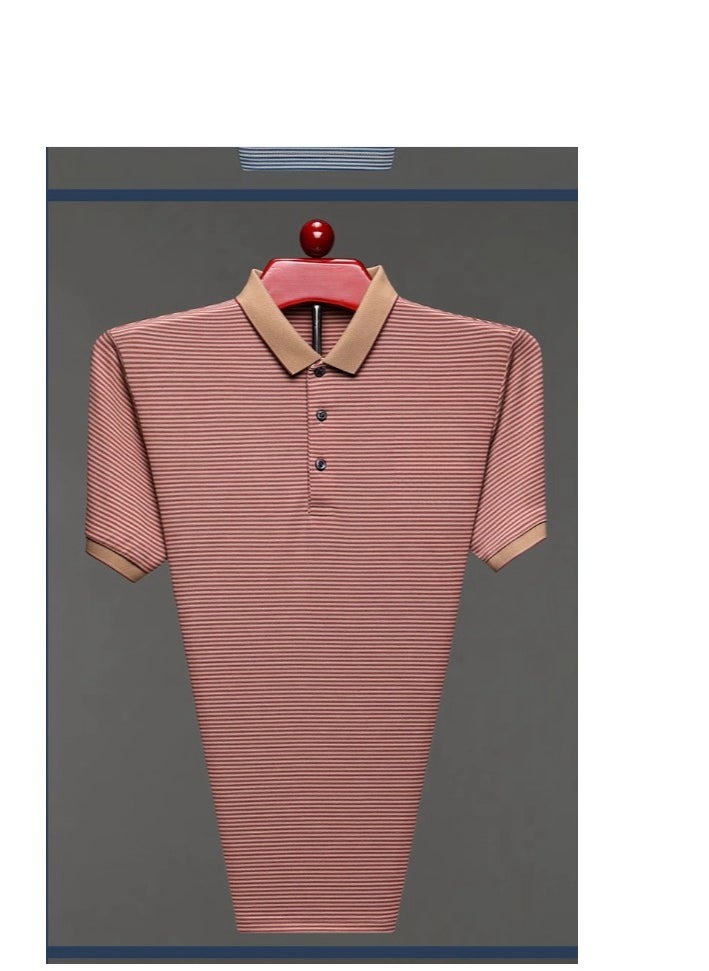 Tucano - Men's Pure Cotton Striped Short Sleeved T-Shirt Polo Shirt - Image 1