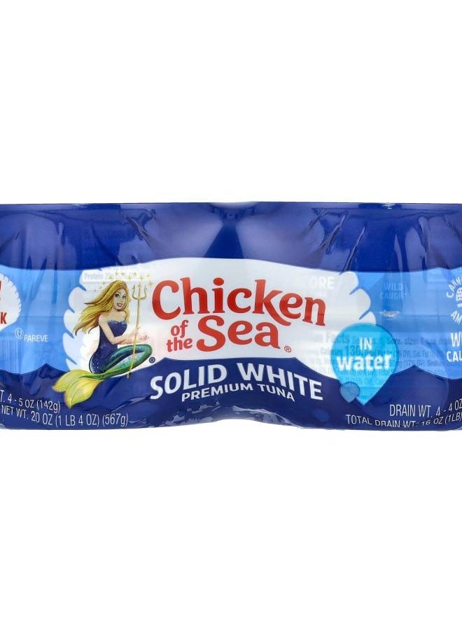Chicken Of The Sea Wild Caught Solid White Premium Tuna in Water 4 Pack 5 oz (142 g) Each 