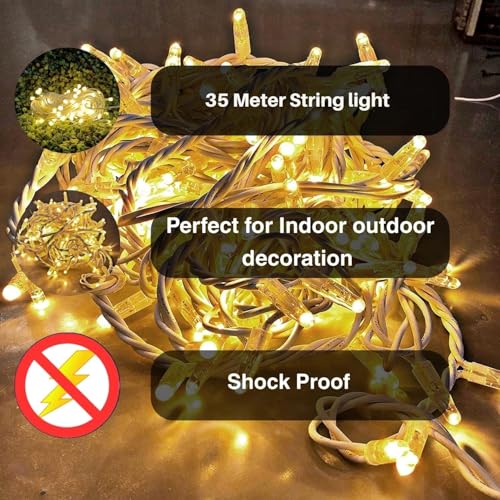 One94Store 35 Meter 108 LED Waterproof Copper Wire String Fairy Rice Lights for Indoor & Outdoor Decoration, Festival, Party, Wedding, Garden, Lawn (Warm White) (Pack of 5) - Image 4