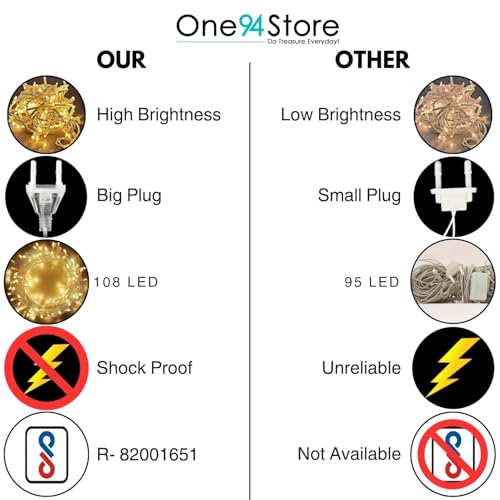 One94Store 35 Meter 108 LED Waterproof Copper Wire String Fairy Rice Lights for Indoor & Outdoor Decoration, Festival, Party, Wedding, Garden, Lawn (Warm White) (Pack of 5) - Image 5