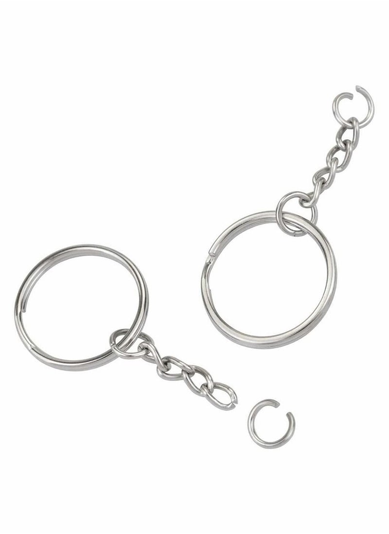 KASTWAVE - 100pcs Metal Split Key Chain Rings with Chain Silver Key Ring and Open Jump Rings Bulk - Image 1