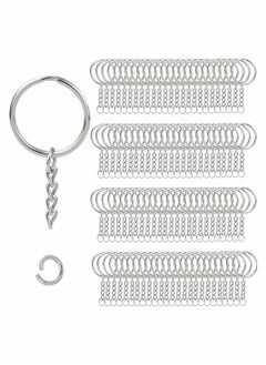 100pcs Metal Split Key Chain Rings with Chain Silver Key Ring and Open Jump Rings Bulk