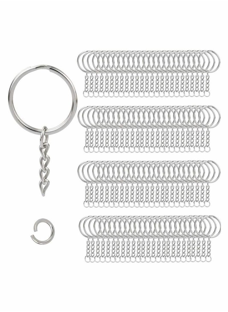 KASTWAVE - 100pcs Metal Split Key Chain Rings with Chain Silver Key Ring and Open Jump Rings Bulk - Image 1