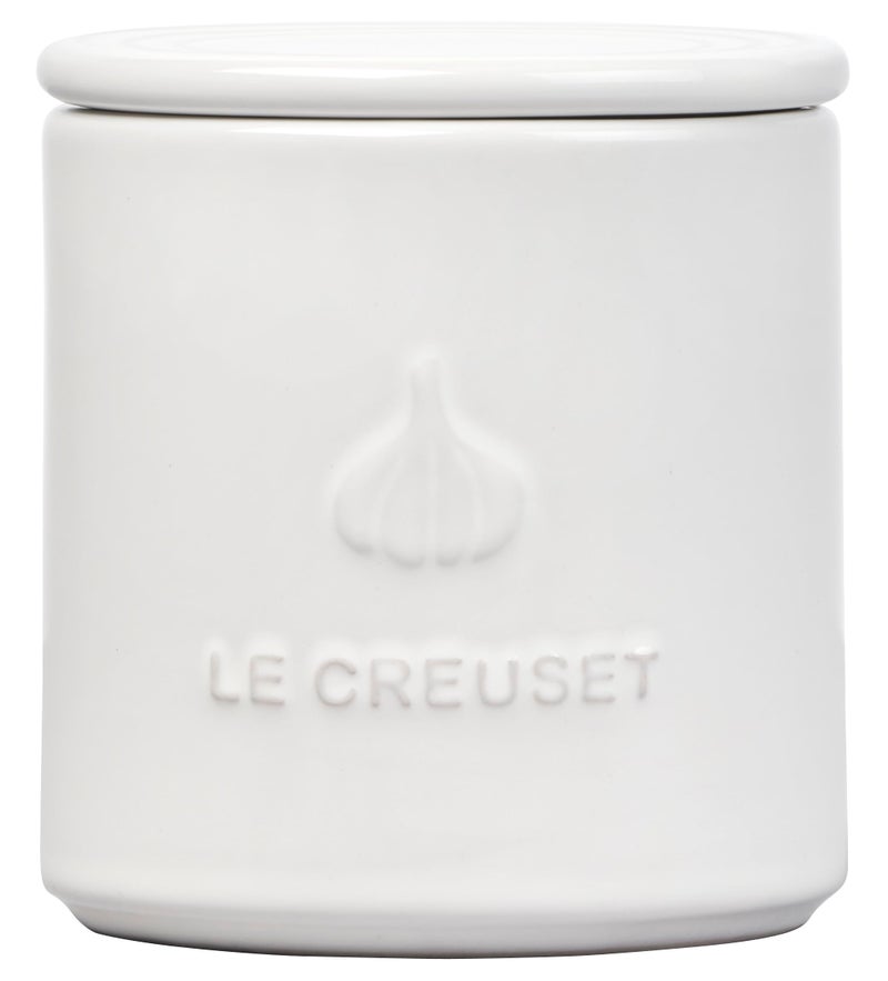 Le Creuset حافظة الثوم من لو كروزيه، 14 أونصة، بيضاء - Image 1