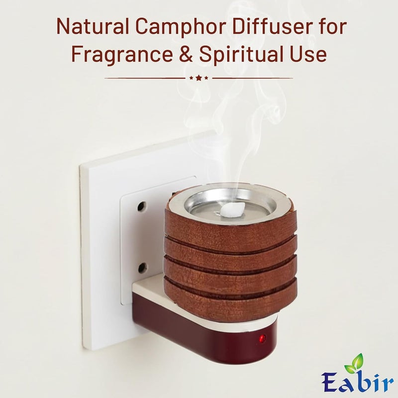 Eabir Wooden Camphor Diffuser Burner | Electric Kapoor Dani for Home & Puja | Natural Camphor Diffuser for Fragrance & Spiritual Use - Image 3