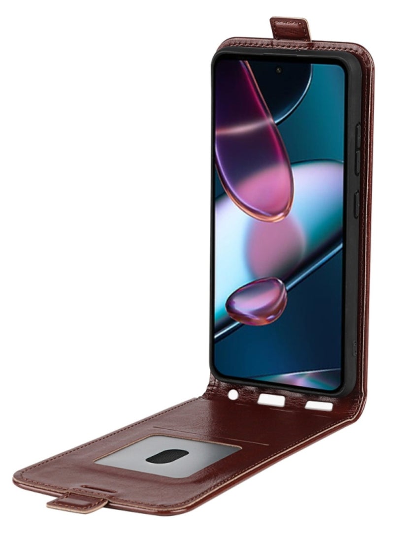 Case for Motorola Moto Edge 30 5g Texture Vertical Flip Leather Phone Cover Brown - Image 4