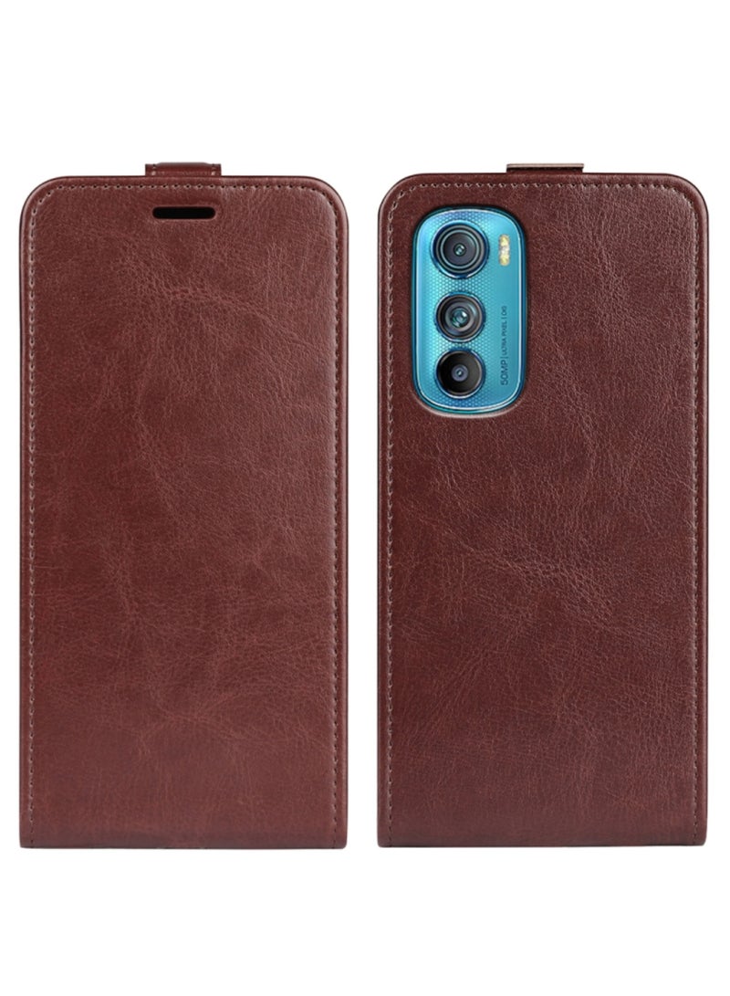 Case for Motorola Moto Edge 30 5g Texture Vertical Flip Leather Phone Cover Brown - Image 1