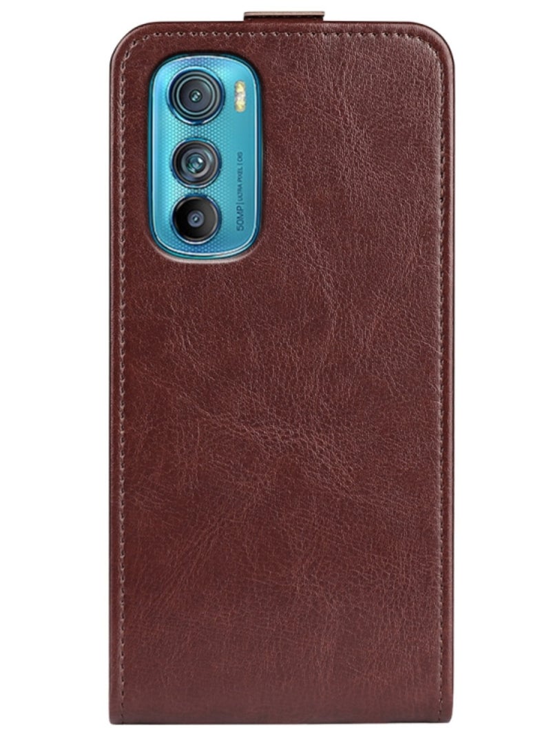 Case for Motorola Moto Edge 30 5g Texture Vertical Flip Leather Phone Cover Brown - Image 3