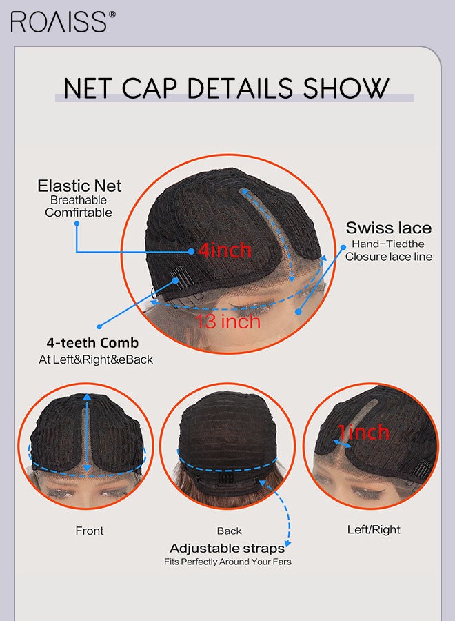 رويس باروكة شعر مجعد طويل بدانتيل أمامي، باروكة شعر نسائية صناعية ناعمة وطبيعية مقاومة للحرارة لحفلات الزفاف والارتداء اليومي، 60 سم (24 بوصة) - Image 5