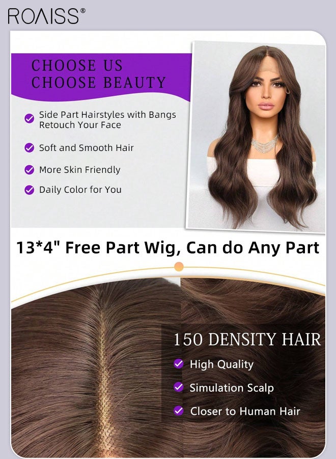 رويس باروكة شعر مجعد طويل بدانتيل أمامي، باروكة شعر نسائية صناعية ناعمة وطبيعية مقاومة للحرارة لحفلات الزفاف والارتداء اليومي، 60 سم (24 بوصة) - Image 4