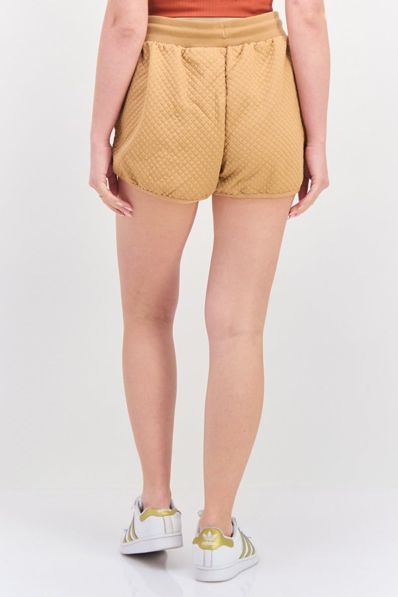 RIVER ISLAND Women Drawstring Quilted Shorts, Dark Beige - Image 3