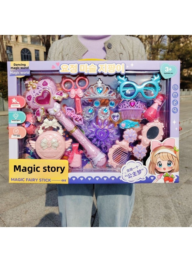 Children's Play Magic Wand Bag Dressing Mirror Earrings Jewelry Toy Suit Kindergarten Training Institution Gifts-Color:Magic Story Jewelry Set 909-12  - Image 2