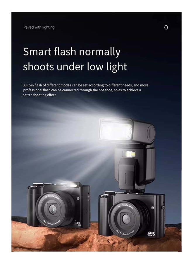 Generic - Digital SLR Camera with Front and Rear Dual Lenses for Vlog - High - definition for Travel, Beginner - friendly for Students and Selfies for Girls, a Replacement for CCD Cameras [6400W + Front and Rear Dual Lenses + 4K Video Recording + Intelligent Focusing] - Image 1