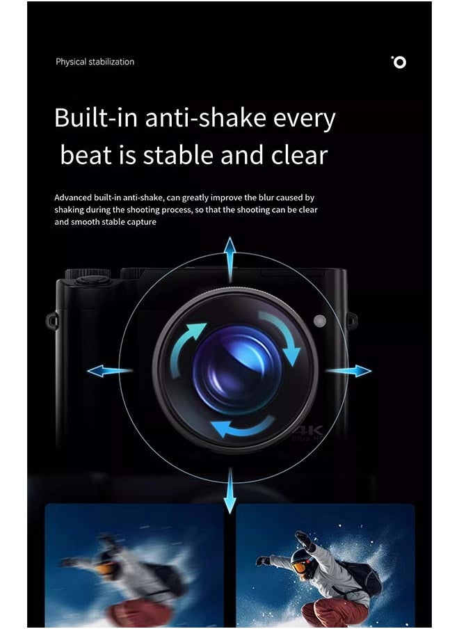 Generic - Digital SLR Camera with Front and Rear Dual Lenses for Vlog - High - definition for Travel, Beginner - friendly for Students and Selfies for Girls, a Replacement for CCD Cameras [6400W + Front and Rear Dual Lenses + 4K Video Recording + Intelligent Focusing] - Image 1