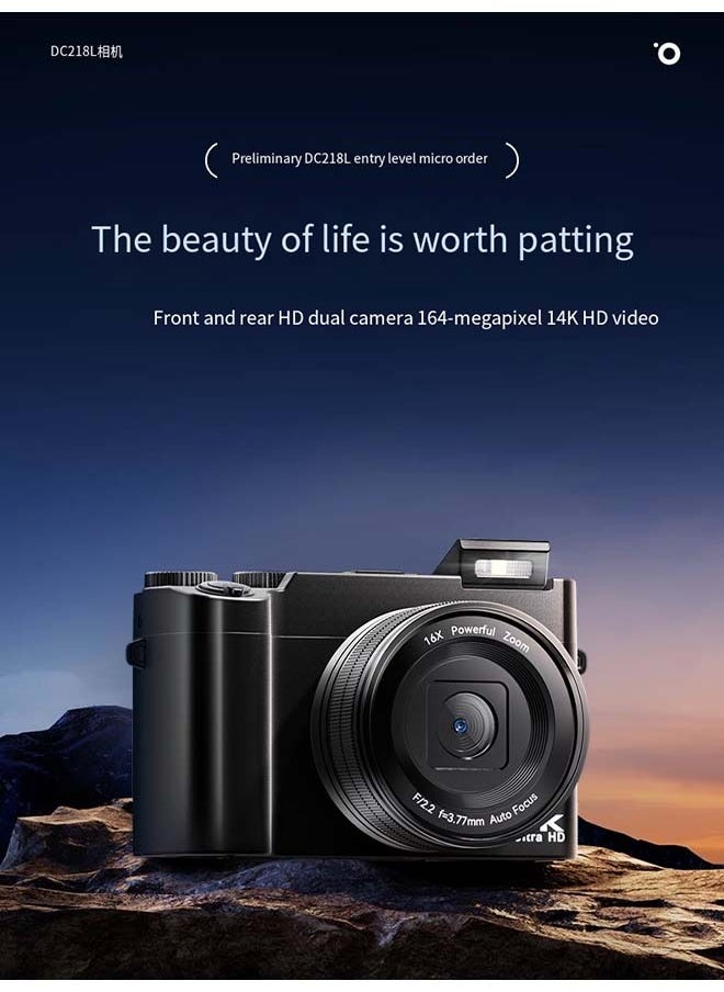 Generic - Digital SLR Camera with Front and Rear Dual Lenses for Vlog - High - definition for Travel, Beginner - friendly for Students and Selfies for Girls, a Replacement for CCD Cameras [6400W + Front and Rear Dual Lenses + 4K Video Recording + Intelligent Focusing] - Image 1