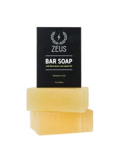 Zeus Bar Soap Natural Body & Face Soap Bar Hydrates Exfoliates & Softens Skin 2 Pack (Verbena Lime)  - Image 1