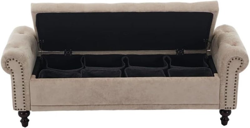 Comfynest Modern Velvet/Linen Storage Bench - Image 5