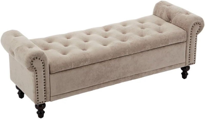 Comfynest Modern Velvet/Linen Storage Bench - Image 4