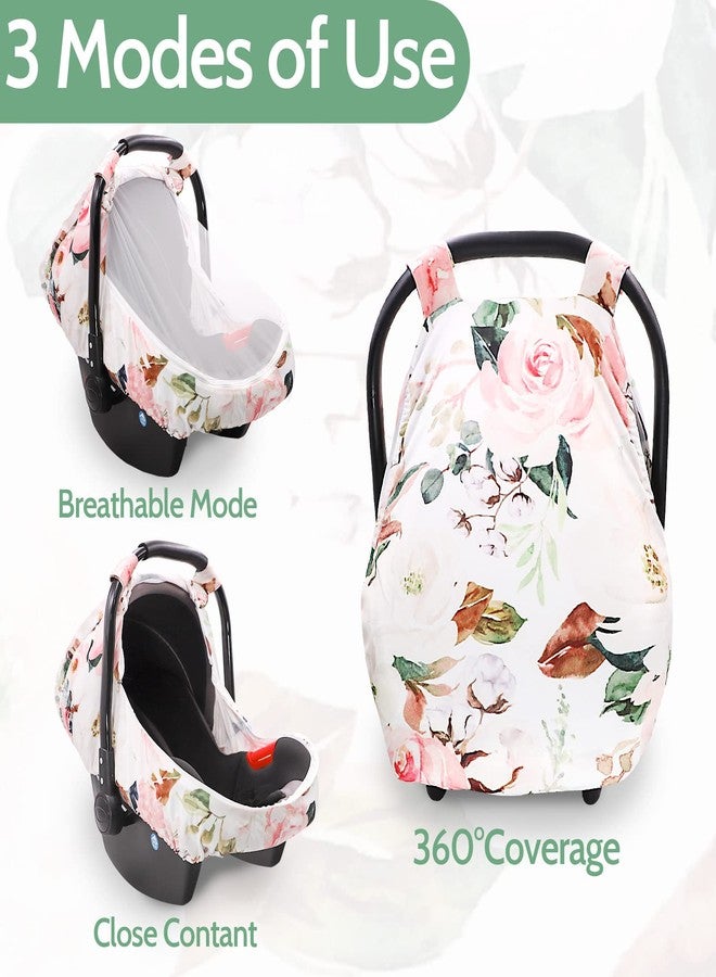 DILIMI أغطية مقاعد السيارة للأطفال البنات والأولاد، غطاء مريح للشمس والحشرات، غطاء مقعد السيارة للأطفال حديثي الولادة مع نافذة تنفس بسحاب، زهور وردية بألوان مائية - Image 4